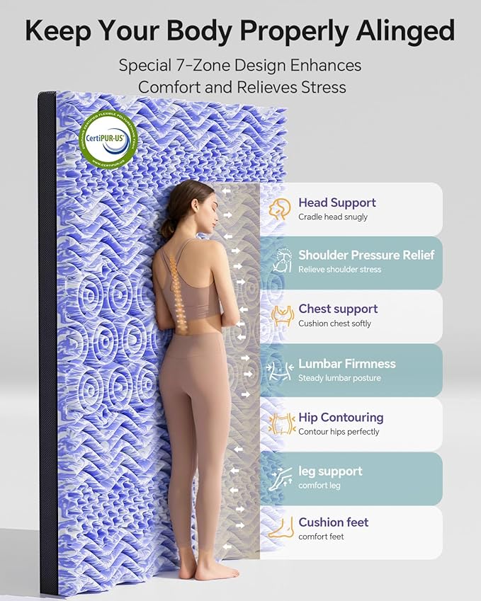 ChiXpace Dual Layer 4 Inch Memory Foam Mattress Topper Twin XL - Image 3
