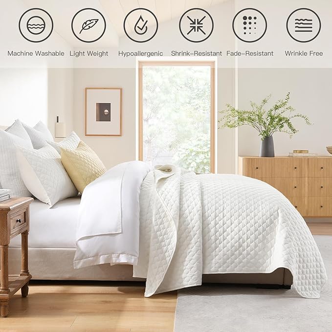 HORIMOTE HOME Cream Quilt King Size, Lightweight Quilt - Image 2