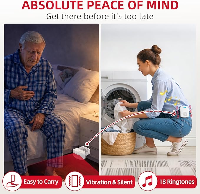 CallToU Bed Alarms for Elderly/Dementia Patients who Wander, Portable Pager & - Image 2