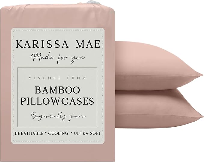 Karissa Mae Cooling Bamboo Viscose Standard Size Pillowcase Set | 100% by KARISSAMAE