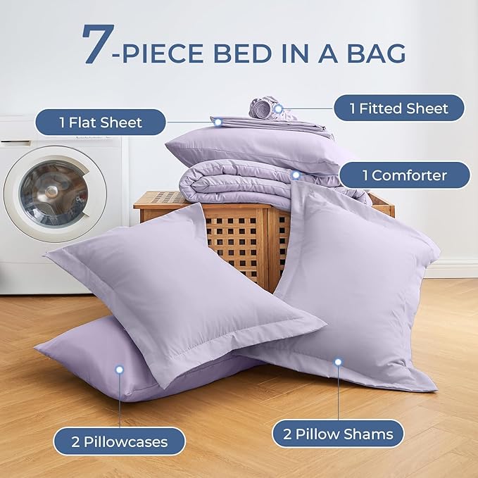 Sasttie Queen Comforter Set, 7 Pieces Bed in a Bag Queen, Complete Bedding Set - Image 6