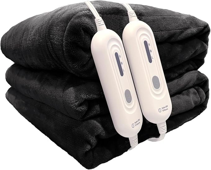 Tefici Electric Blanket King Size, Dual Control Super Cozy Soft 2-Layer Flannel by StayWarmStayHappy