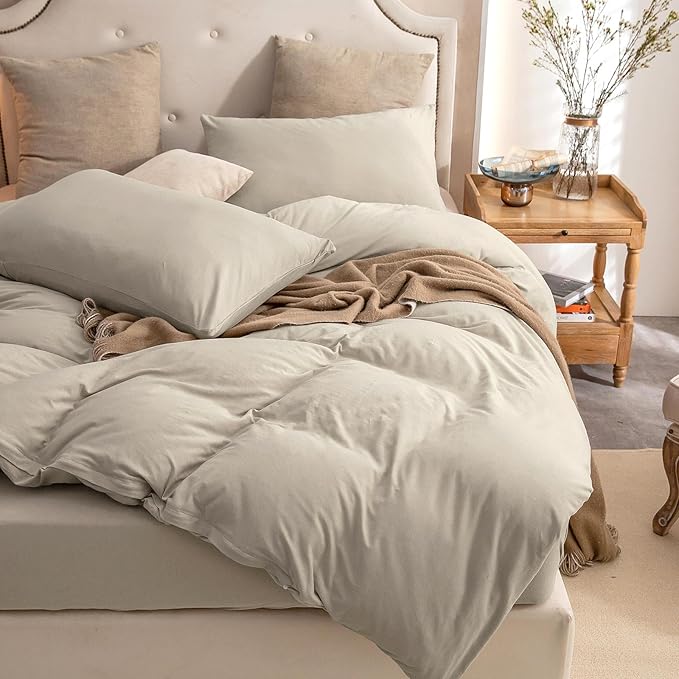 PURE ERA Jersey Knit Duvet Cover Set 100% T-Shirt Cotton Super Soft Comfy 2pc - Image 3