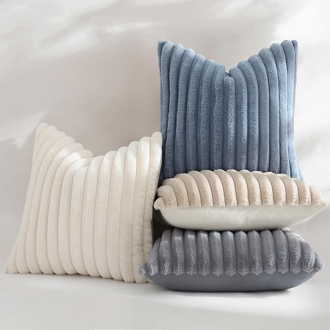 decorUhome Cozy Faux Fur Throw Pillow Covers 24x24 Set of 2 Decorative Soft - Image 5