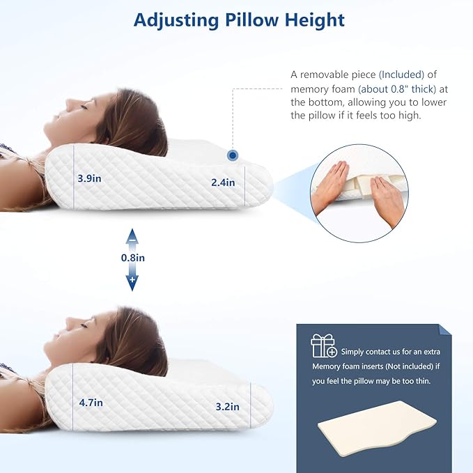 ZAMAT Memory Foam Pillow for Neck Pain Relief, Adjustable Orthopedic Ergonomic - Image 4