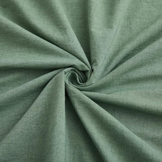 LOVQUE 100% Washed Cotton Duvet Cover King Size, Mint Green Fade-Resistant - Image 6