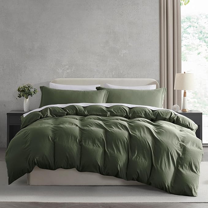 Nestl Olive Green Duvet Cover Queen Size by Nestl