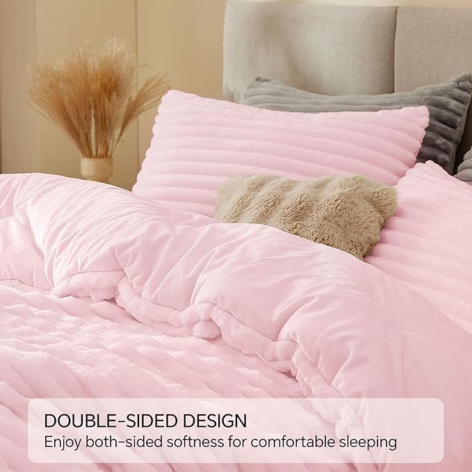 BEDELITE Fleece Twin Comforter Set -Super Soft & Warm Fluffy Cherry Blossom - Image 4