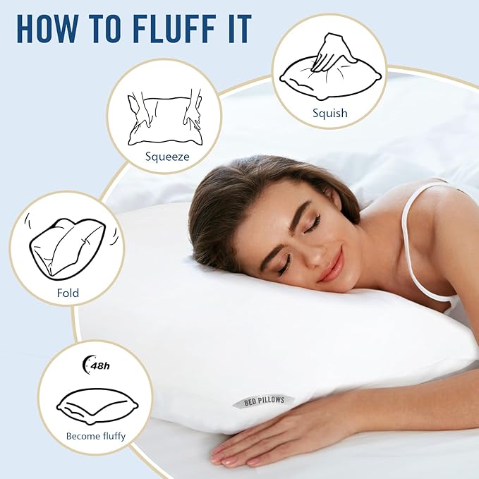 Piwaal Luxury Hotel Pillows for Sleeping 2 Pack, Bed Pillows Standard Size Set - Image 8