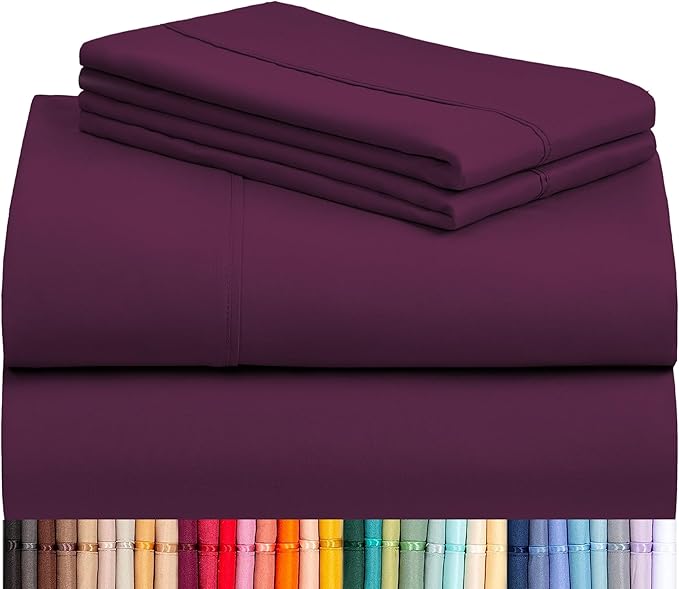 LuxClub 4 PC Full Sheet Set, Breathable Luxury Bed Sheets, Deep Pockets 18" by LuxClub