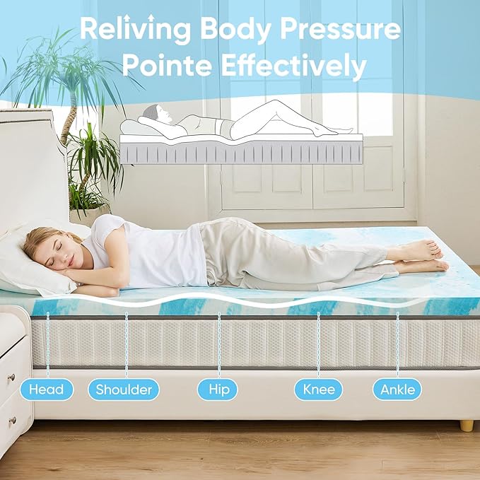 OLIXIS Gel Memory Foam Mattress Topper, Cal King 4 Inch, Cooling Gel Infused - Image 3