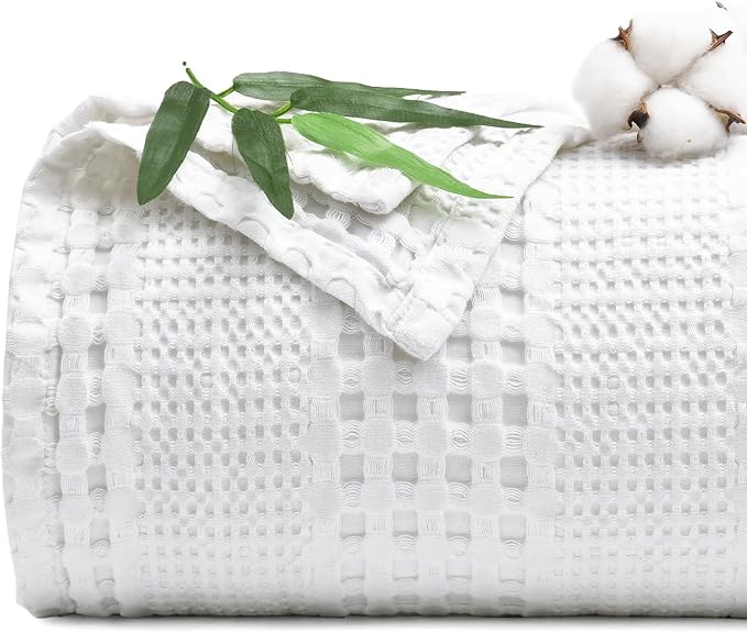 PHF Cooling Waffle Blanket King Size, Lightweight 60% Rayon from Bamboo & 40% by PHF