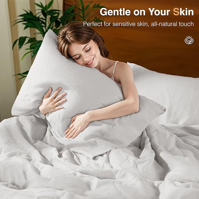 SONORO KATE 100% French Linen Duvet Cover, Soft Breathable - Image 6