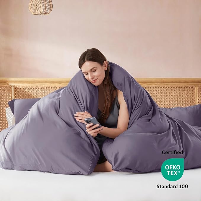 Nestl Grayish Purple Duvet Cover King Size - Image 3