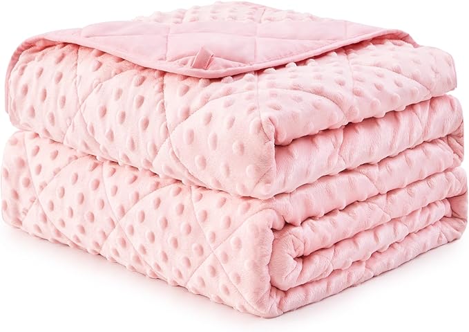Pink Weighted Blanket for Adults 20lbs, Twin Full Size Cooling Minky Heavy - Image 9