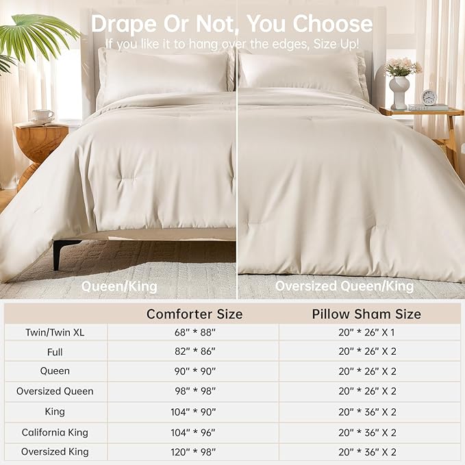 MUXHOMO Beige Twin/Twin XL Comforter Set, All Season Ultra Soft Down - Image 8