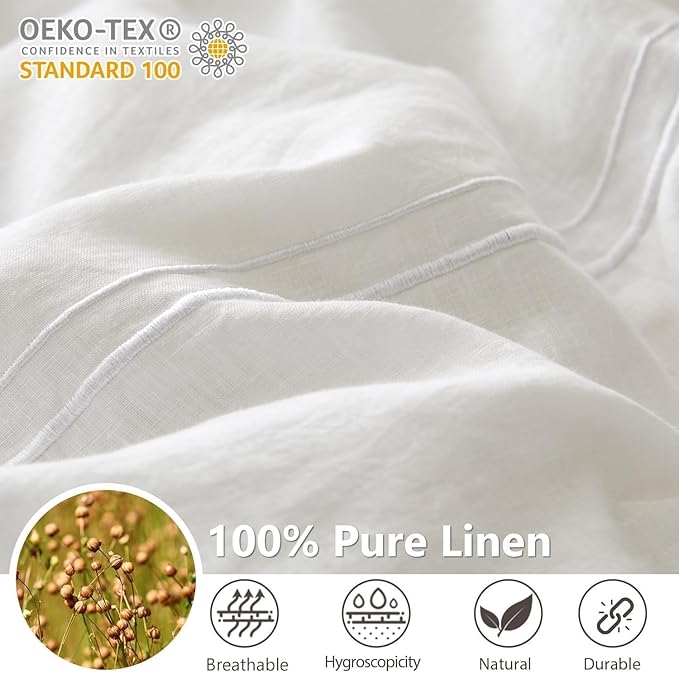 Simple&Opulence 100% Washed Linen Duvet Cover Set 68"x86" - Image 3