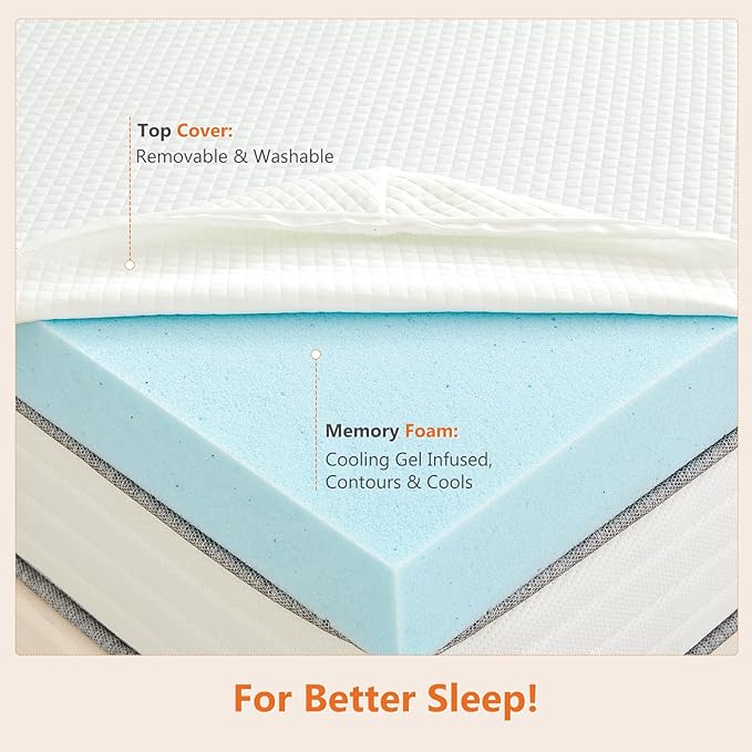 DUMOS 2 Inch Gel Memory Foam Mattress Topper Full Size, Cooling Breathable - Image 7