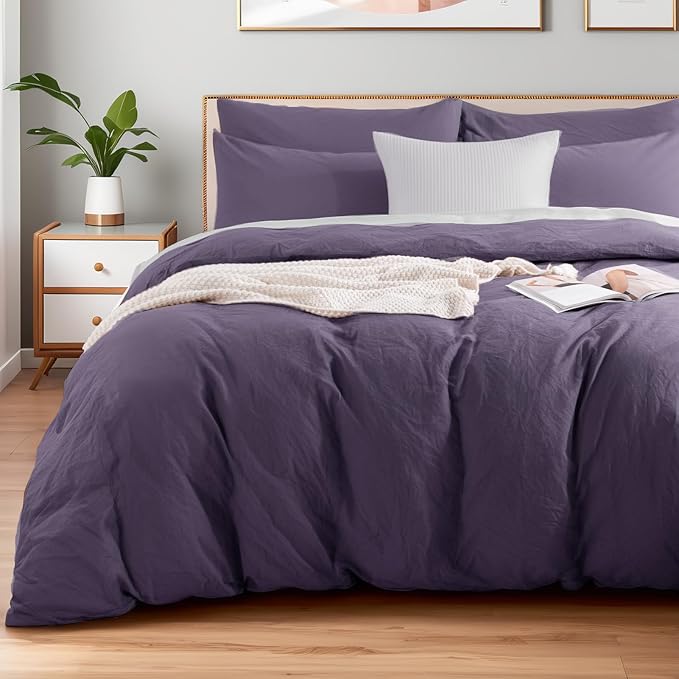 NEXHOME PRO 100% Washed Cotton Duvet Cover Full Size, Ogranic Natural Linen by NEXHOMEPRO