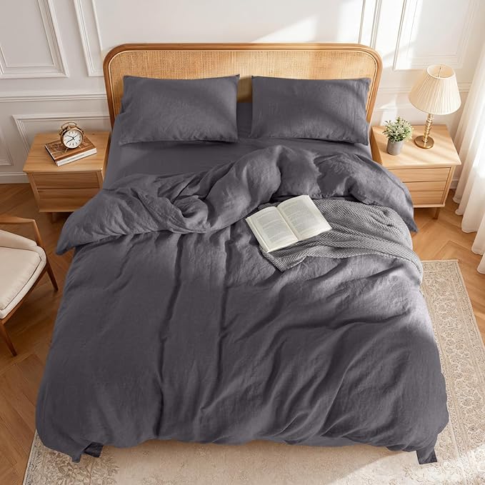 LBRO2M 100% France Linen Duvet Cover Set Full Size 3 Pcs Natural Flax Comforter - Image 2