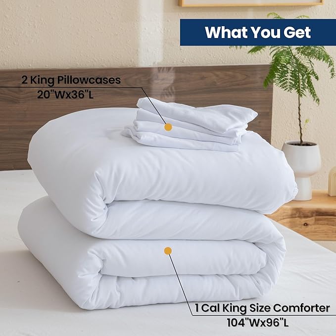 Paxrac Classic Pure White California King Comforter, 3 Pieces Oversized King - Image 7