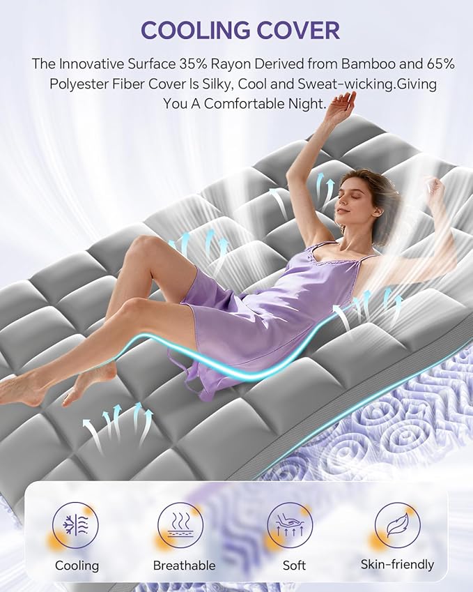 ChiXpace Dual Layer Memory Foam Twin XL Mattress Topper - Image 6