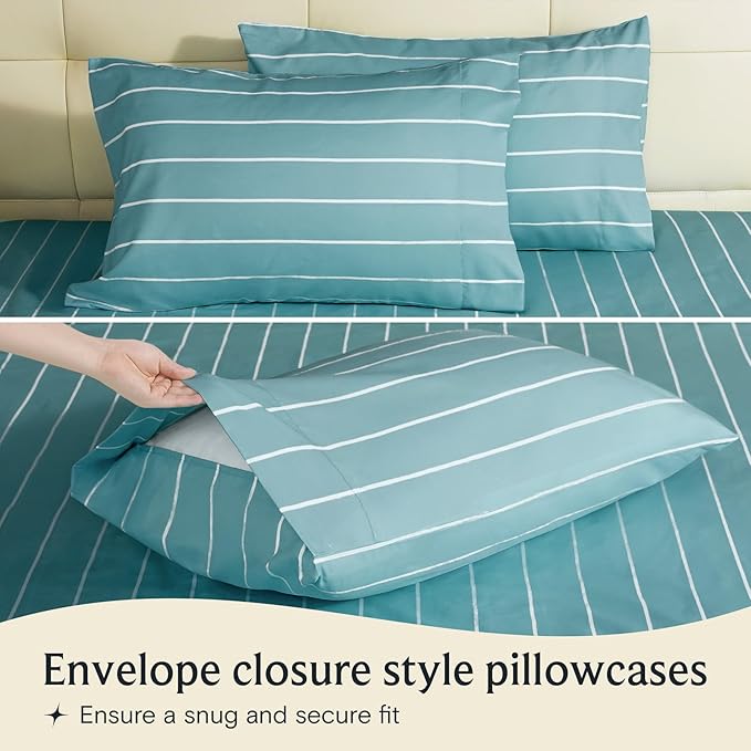 LuxClub 4 PC Queen Size Sheet Set Bed Sheets, Breathable Luxury, Deep Pockets - Image 4