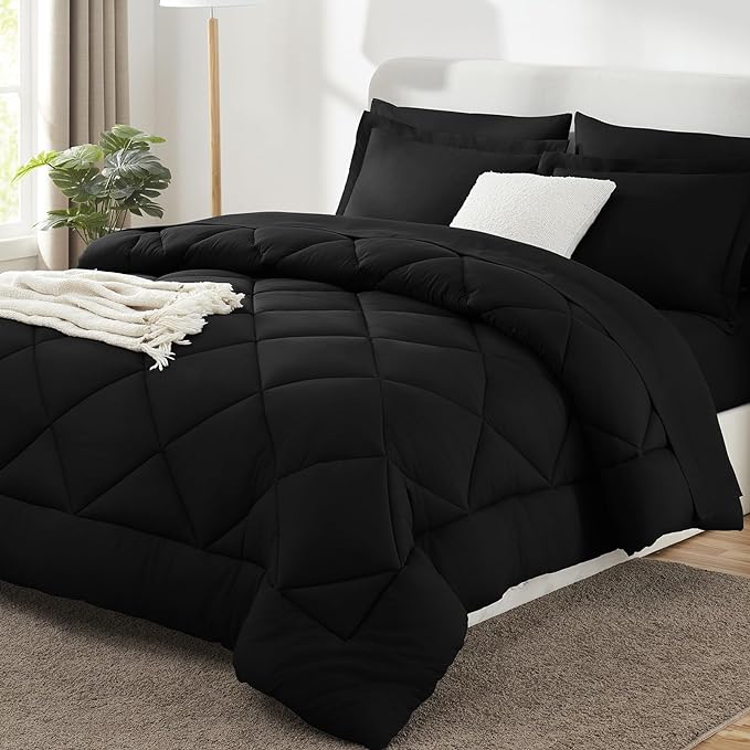 CozyLux King Size Comforter Set Black by CozyLux