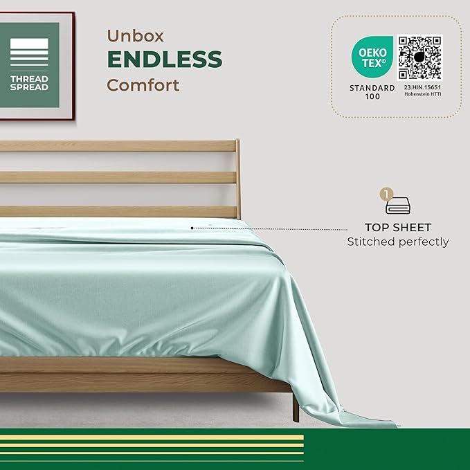 THREAD SPREAD 100% Organic Cotton Percale Flat Sheet California King Size - Image 3