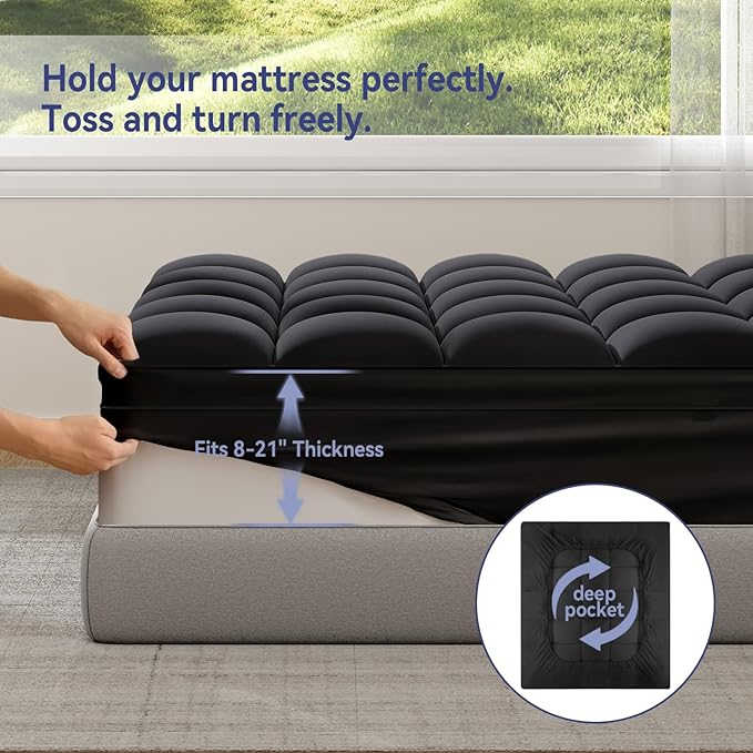 ELEMUSE Cal King Black Mattress Topper - Image 4