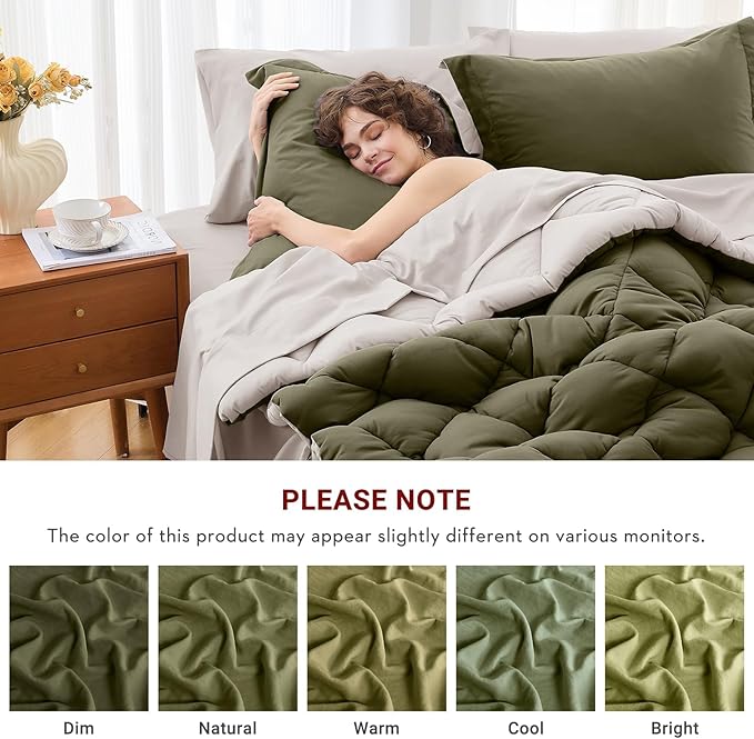 MUXHOMO 7 Pieces Queen Comforter Set, Reversible Bed in a Bag Queen Size - Image 4