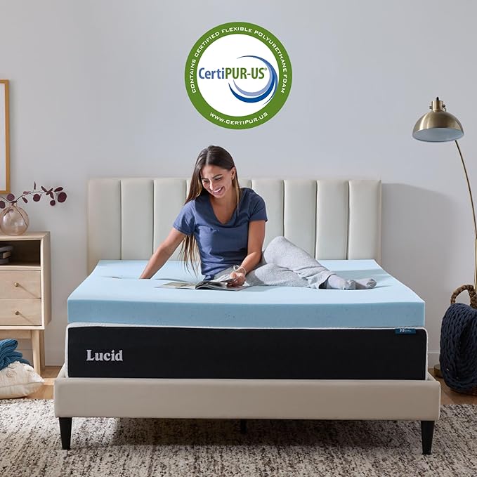 Lucid 4 Inch Memory Foam Mattress Topper, Twin Size – Cooling Gel Bed Topper – - Image 4