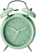 (Loud Alarm for Deep Sleepers 4'' Twin Bell Alarm Clock, Stereo Digital Dial Alarm Clock with Backlight for Bedroom and Home Decoration(Pea Green)