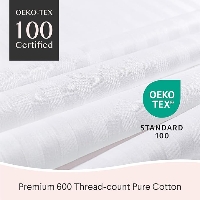 FAUNNA 600TC 100% Cotton Pillow Protectors, Standard Size, 4 Pack, Oeko-TEX - Image 2