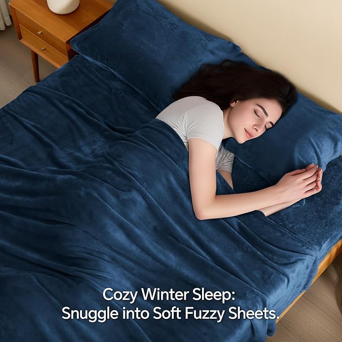 BEDELITE Flannel Sheets King Size Navy - Image 3