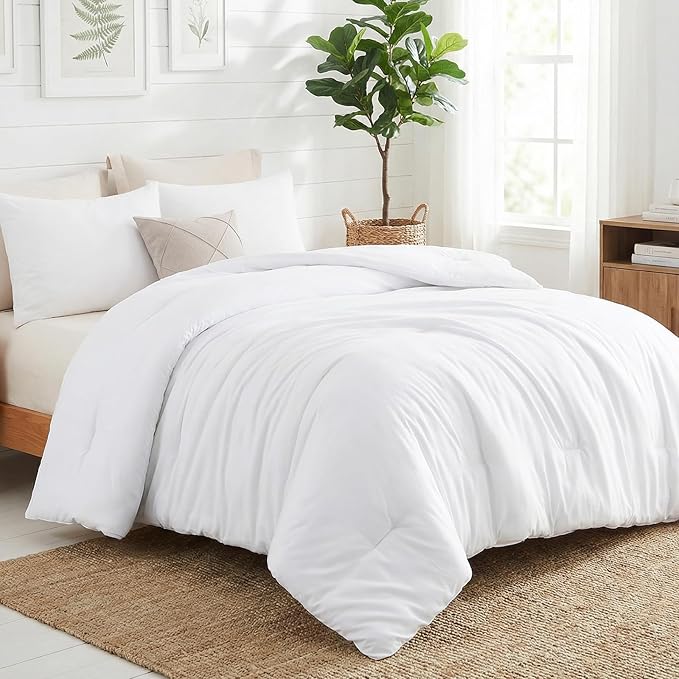 CozyLux King Size Comforter Set White, 3 Pieces Solid Comforters King Size - Image 9