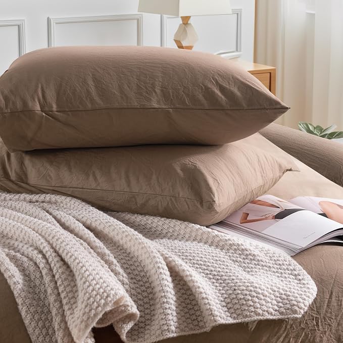 NEXHOME PRO 100% Washed Cotton Duvet Cover Full Size, Ogranic Natural Linen - Image 4