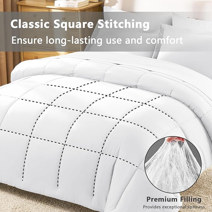 CozyLux Queen Comforter Set White - Image 4