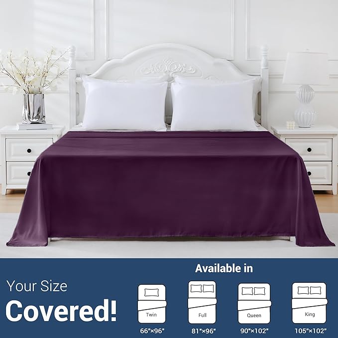 Queen Flat Sheet Only, 1 Pack Top Bed Sheets, Soft Breathable Brushed - Image 5