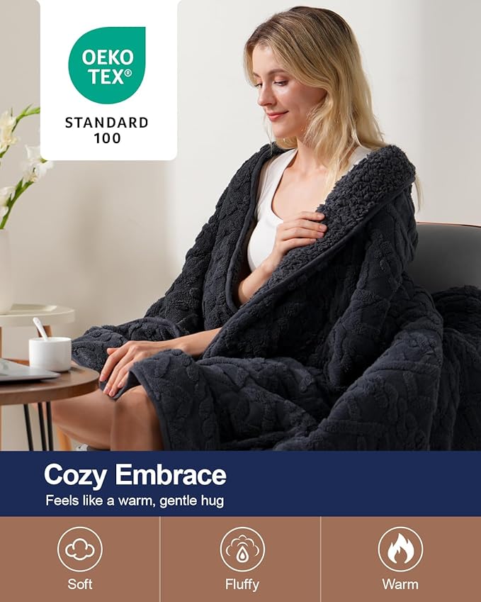 Super Fuzzy Soft Sherpa Fleece Weighted Blanket, 20 lbs Dual Sided Fluffy Heavy - Image 4