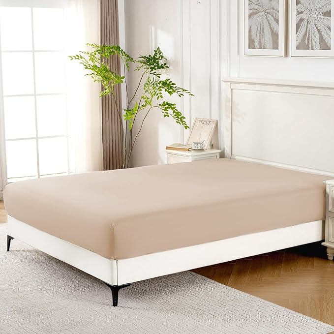 ROSE&RISY Khaki Full Fitted Sheet, Soft and Breathable - Image 2