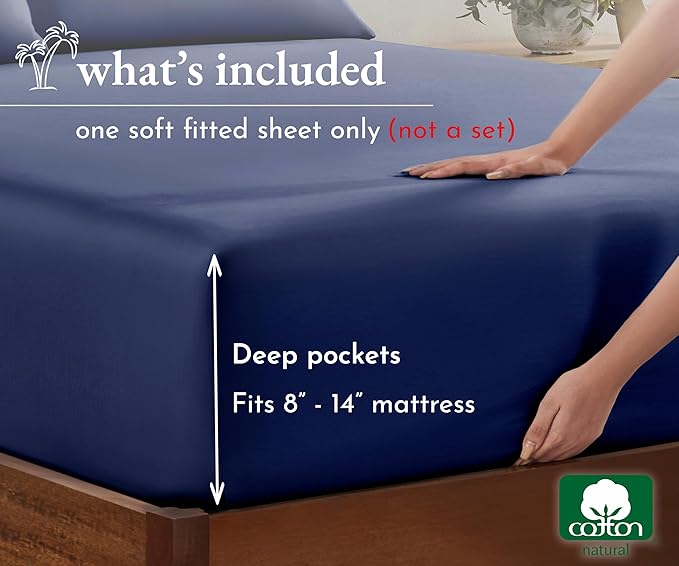 California Design Den Deep Pocket King Fitted Sheet Only, No Pop-Off Elastic - Image 4