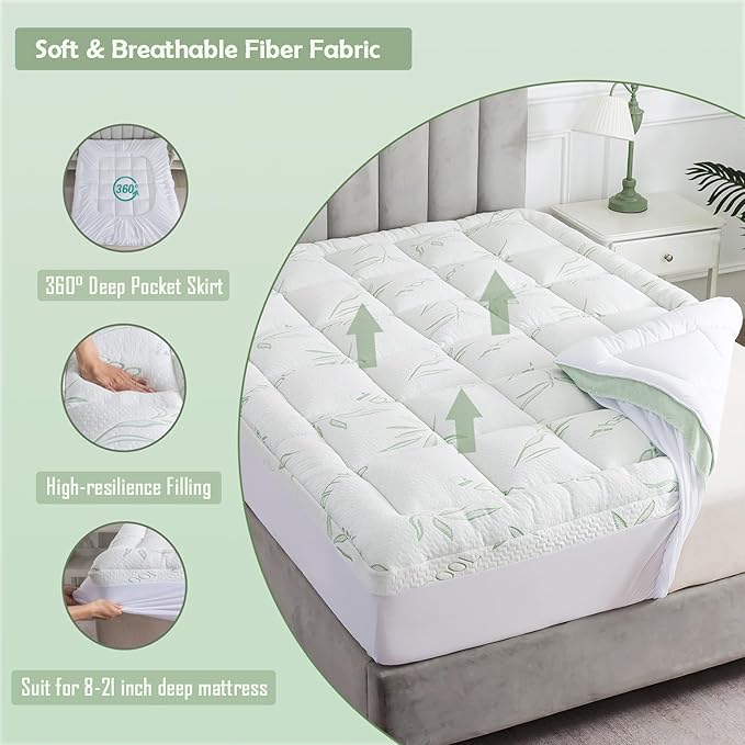 WhatsBedding Twin Mattress Topper, Soft Pillow Top Mattress Topper - Image 4