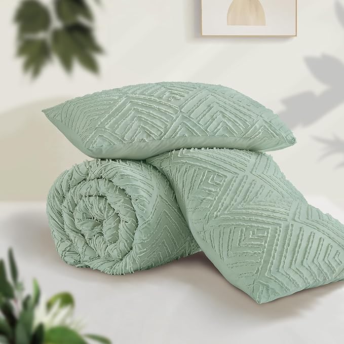 Andency Oversized King Comforter Set 120''x120'', 3 Pieces Sage Green Super - Image 3