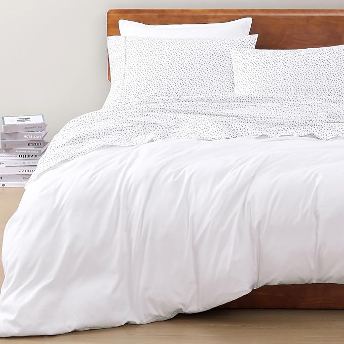 100% Organic Cotton White Full-Sheets Set, 4-Piece Long Staple Percale Weave - Image 8