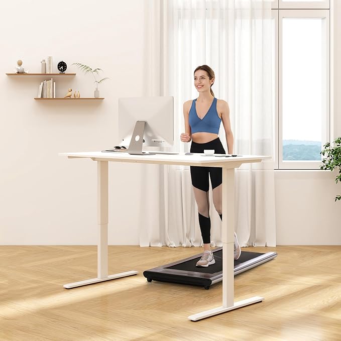 FLEXISPOT Standing Desk Electric Height Adjustable Desk with 40 x 24 Inch Splice Board, Home Office Computer Workstation, White Top + White Frame-DeskoryOffice