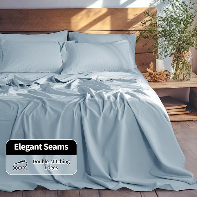 LBRO2M 100% Pure Linen Sheet Set Deep Pocket Up to 16" Bed Sheets Sets - Image 7