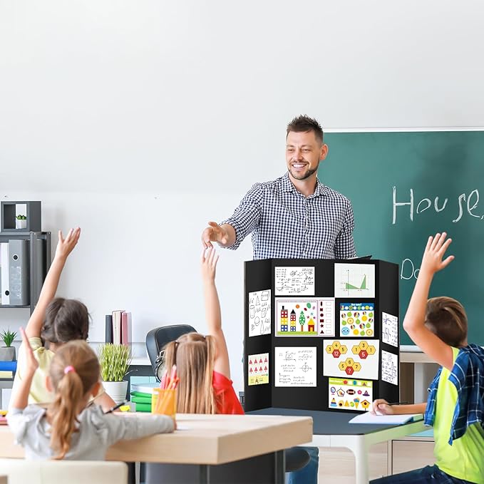 10 Pack Trifold Poster Board 48" X 36", IKAYAS Double Sided Black Poster Boards, Science Fair Display Boards for Mounting, Prints,Art,Display,Projects Classroom Supplies-DeskoryOffice