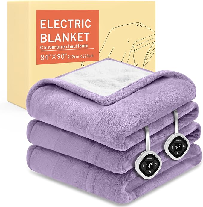 HOMLYNS LuxeHeat Heated Blanket Electric Blanket Queen Size, Soft Flannel by HOMLYNS