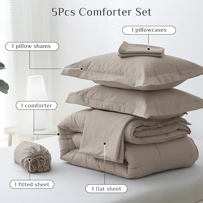 JOLLYVOGUE Twin Comforter Set, Ultra-Soft Bed in a Bag Twin Size 5 Pieces - Image 5